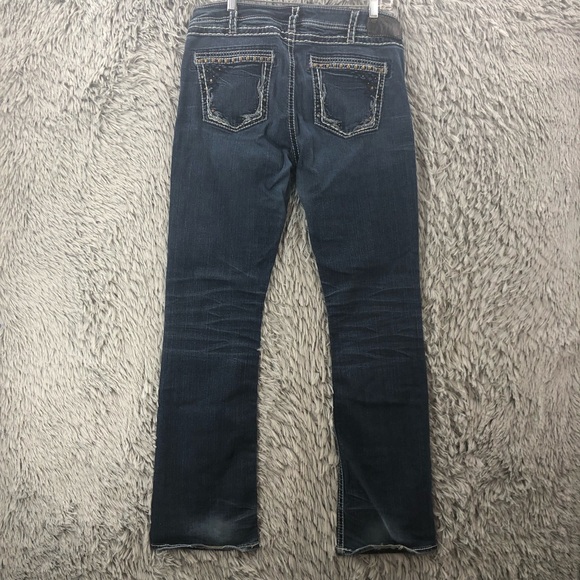 Silver Jeans Womens Size 32 Blue Plus Tuesday Mid Slim Boot Cut Whiskered Stud - Picture 1 of 14